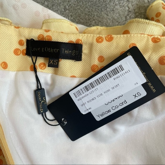 Nasty Gal Love & Other Things Yellow Hitting The Spot Side Ruched Mini Skirt NWT - Picture 6 of 9